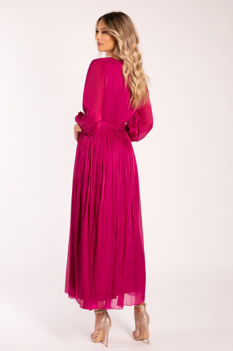 Rochie Dia fucsia mărime mare cu flori 3D [4]