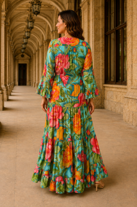 Rochie Anais Boho style lungă din mătase [4]