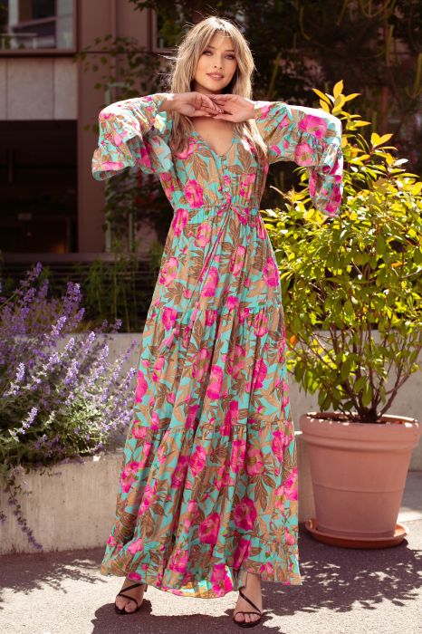 Rochie Anais Boho style lungă din mătase [2]