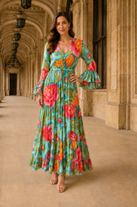 Rochie Anais Boho style lungă din mătase [3]