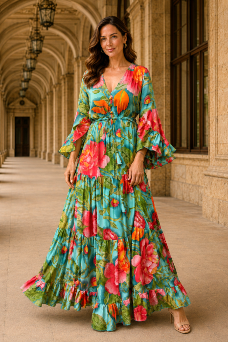 Rochie Anais Boho style lungă din mătase [2]