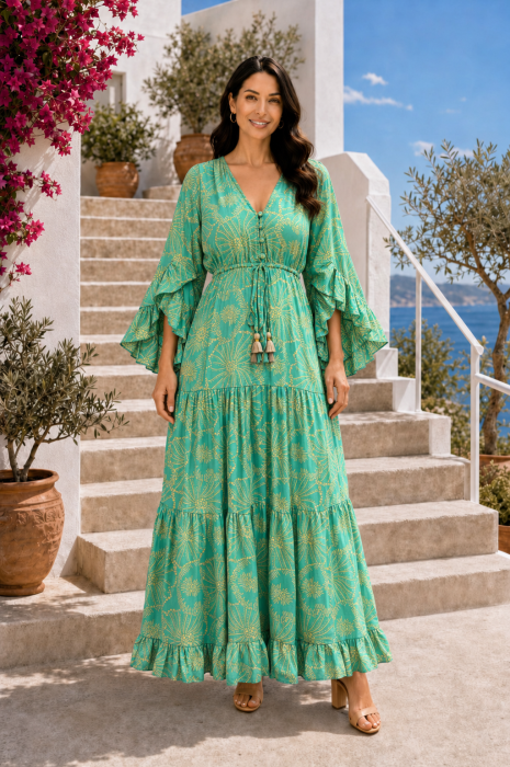 Rochie Anais Boho style lungă din mătase [2]