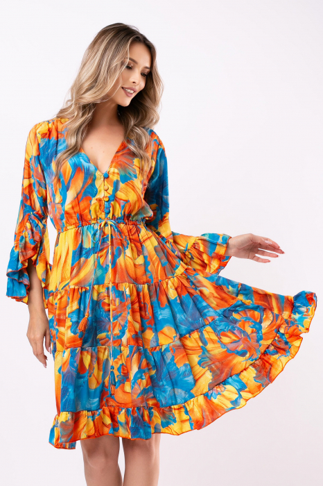 Rochie Anais scurtă din mătase Boho style [5]