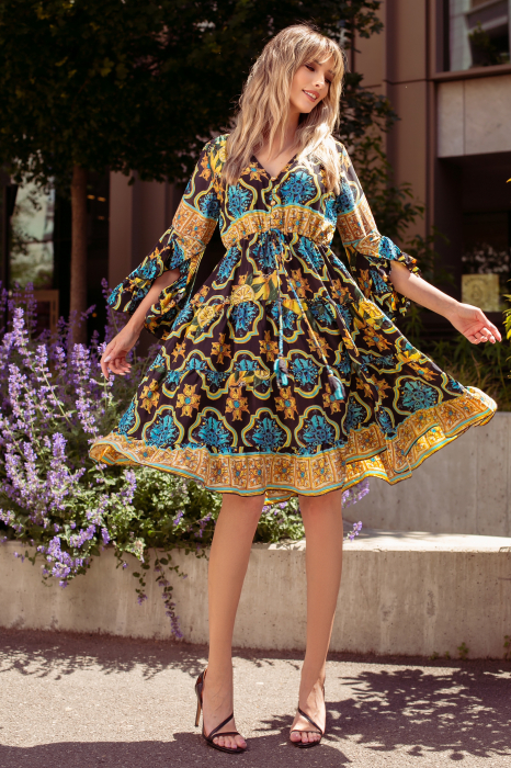 Rochie Anais scurtă din mătase Boho style [2]