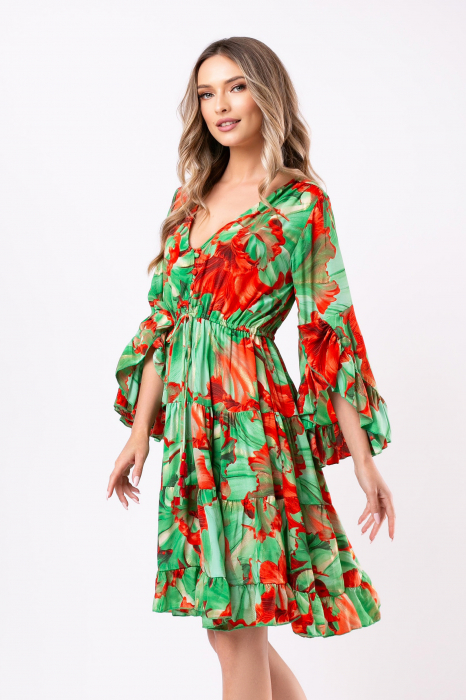 Rochie Anais scurtă din mătase Boho style [5]