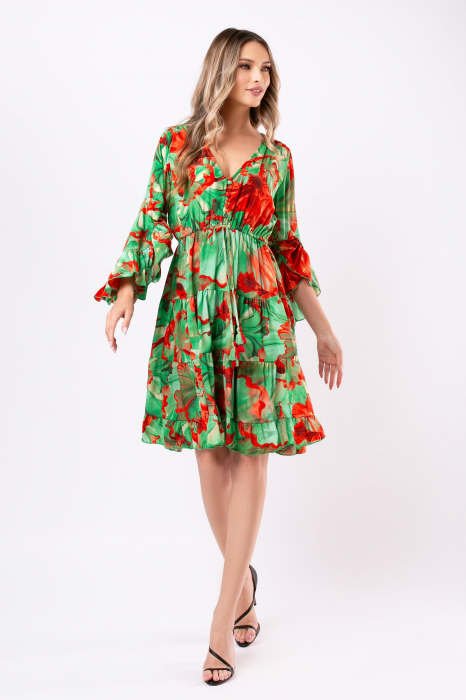 Rochie Anais scurtă din mătase Boho style [4]