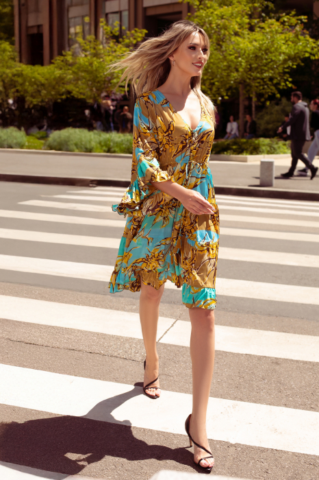 Rochie Anais scurtă din mătase Boho style [4]
