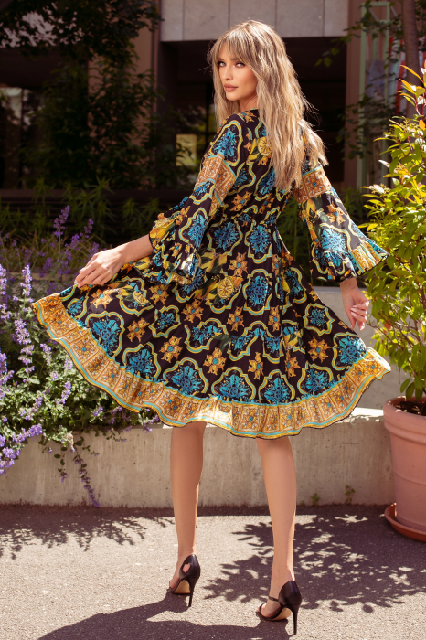 Rochie Anais scurtă din mătase Boho style [3]
