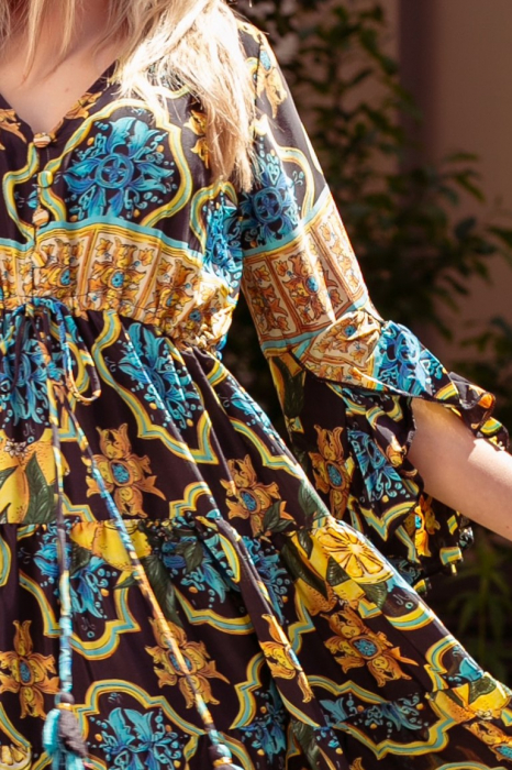Rochie Anais scurtă din mătase Boho style [5]