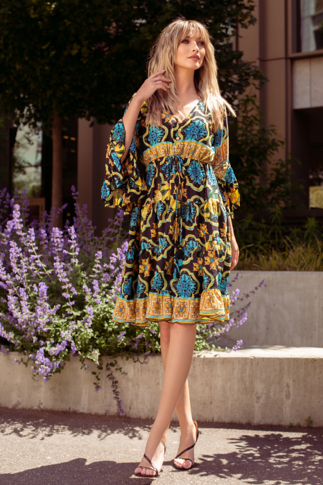 Rochie Anais scurtă din mătase Boho style [4]