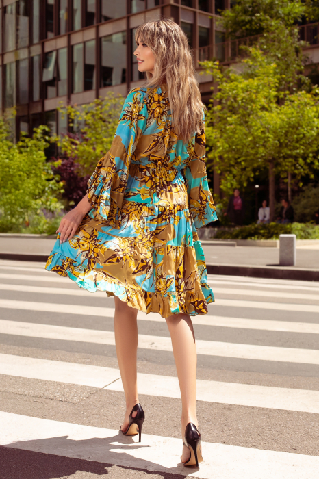 Rochie Anais scurtă din mătase Boho style [5]