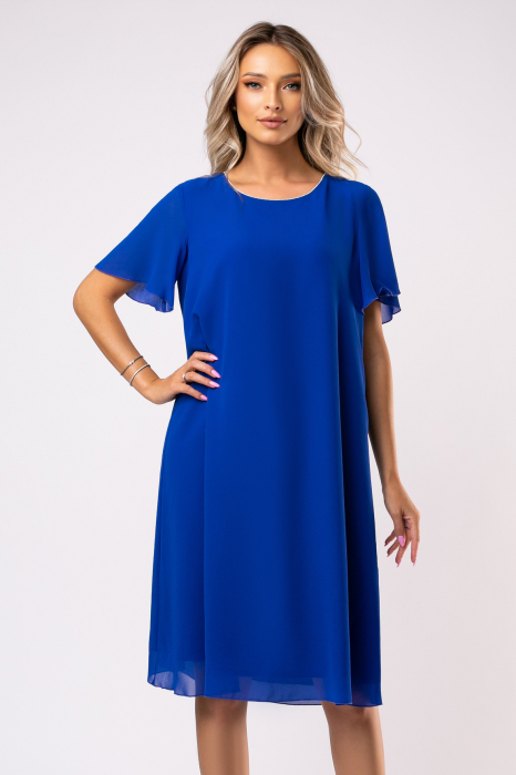 Rochie Andia de ocazie albastră mărime mare accesorizată cu ștrasuri [3]