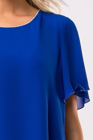 Rochie Andia de ocazie albastră mărime mare accesorizată cu ștrasuri [6]