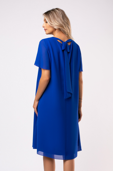 Rochie Andia de ocazie albastră mărime mare accesorizată cu ștrasuri [7]