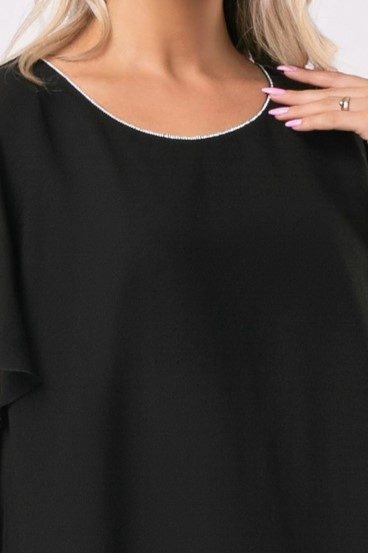 Rochie Andia neagră de ocazie mărime mare accesorizată cu ștrasuri [4]