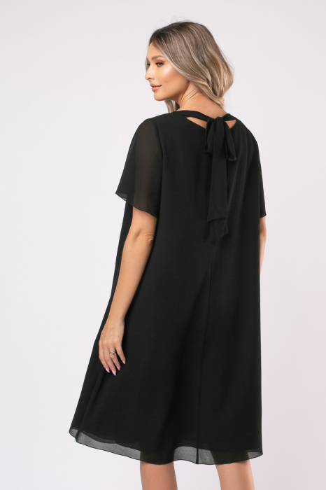 Rochie Andia neagră de ocazie mărime mare accesorizată cu ștrasuri [3]