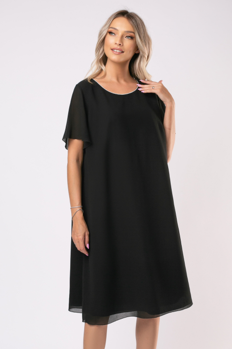 Rochie Andia neagră de ocazie mărime mare accesorizată cu ștrasuri [6]