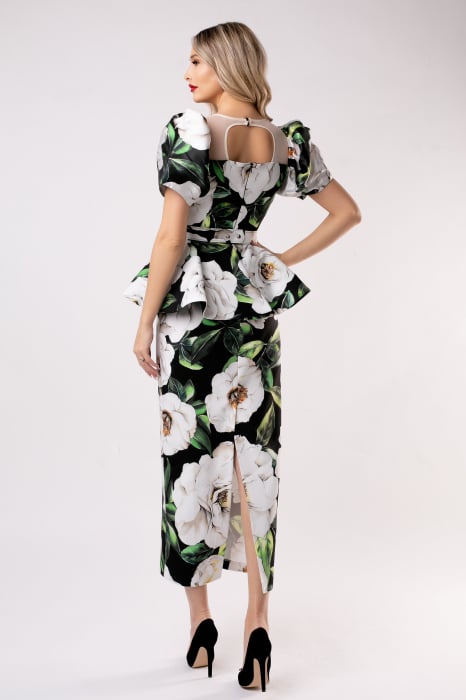 Rochie Berna verde cu imprimeu floral [3]