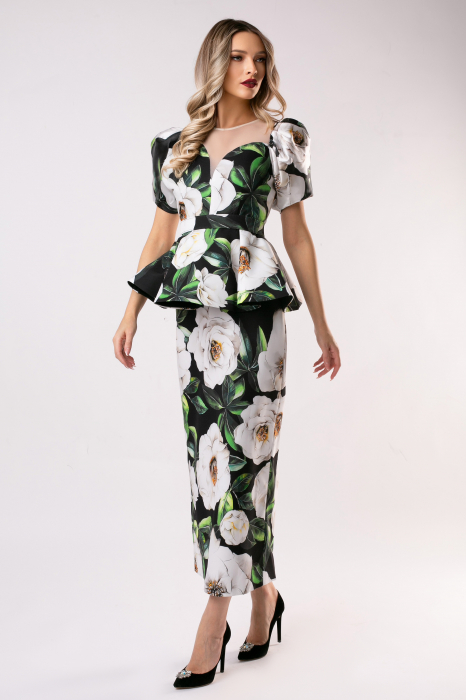 Rochie Berna verde cu imprimeu floral [2]