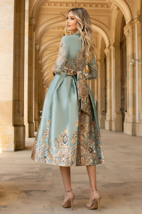 Rochie Bety verde mint din tafta tip chimono [7]