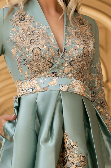Rochie Bety verde mint din tafta tip chimono [8]