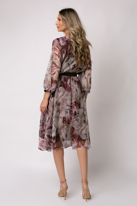 Rochie burgund mărime mare cu imprimeu floral [7]