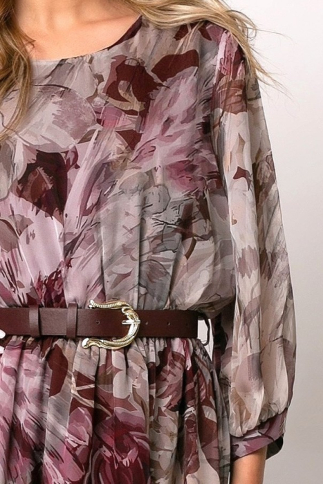 Rochie burgund mărime mare cu imprimeu floral [4]