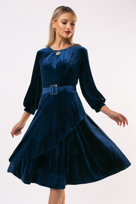 Rochie Carlita bleumarin din catifea [5]