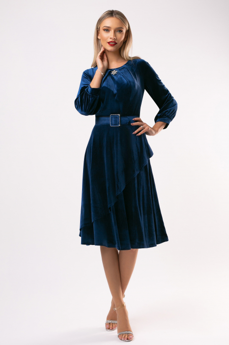 Rochie Carlita bleumarin din catifea [4]