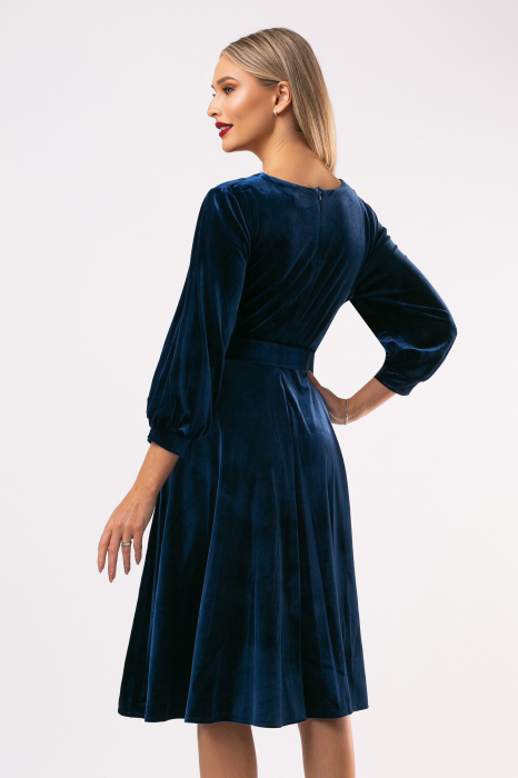 Rochie Carlita bleumarin din catifea [3]