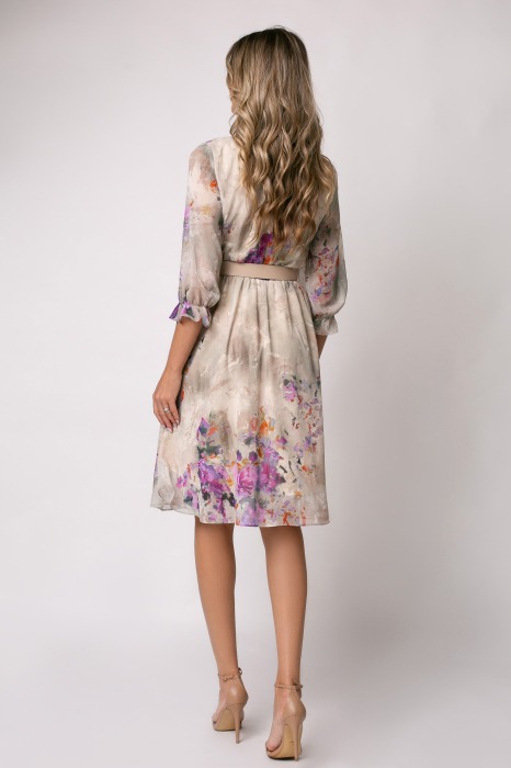 Rochie Cora bej cu imprimeu floral [7]
