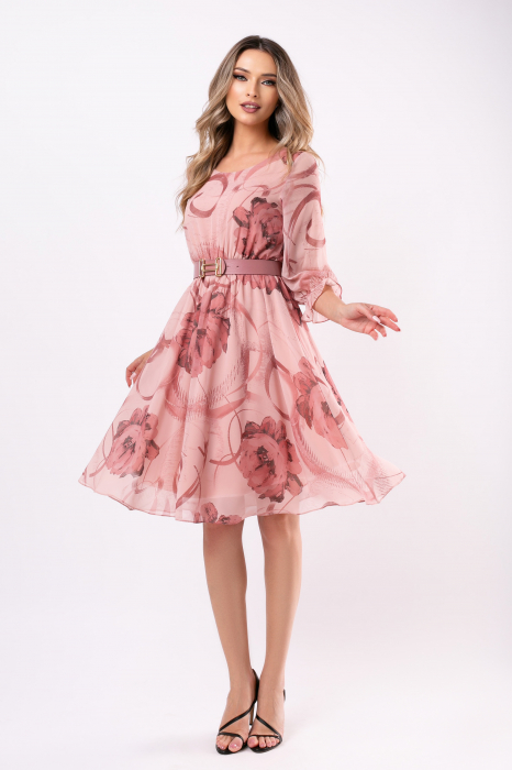 Rochie Cora elegantă roz din voal [4]