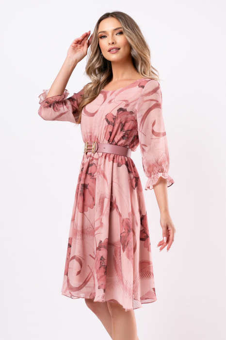 Rochie Cora elegantă roz din voal [5]