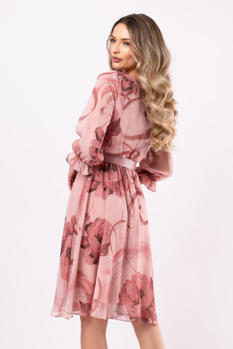 Rochie Cora elegantă roz din voal [3]