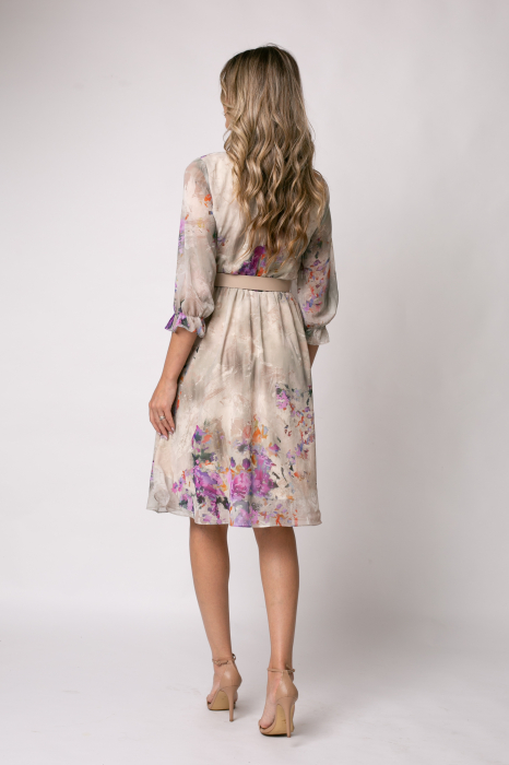 Rochie Cora bej cu imprimeu floral [3]