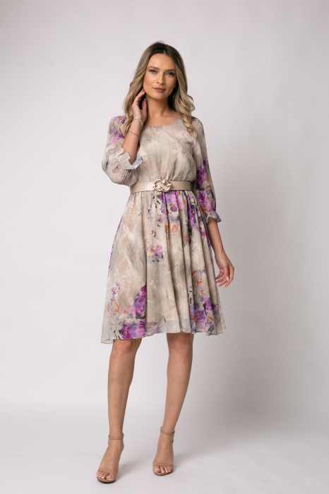 Rochie Cora bej cu imprimeu floral [4]