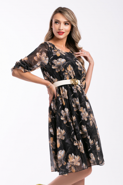 Rochie Cora neagră elegantă cu imprimeu floral [4]