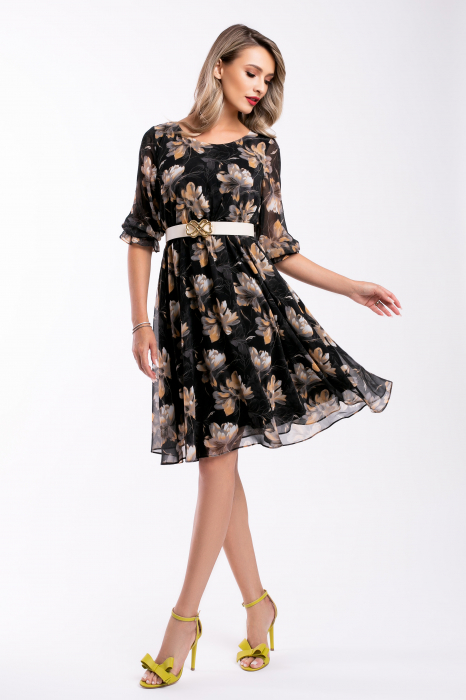 Rochie Cora neagră elegantă cu imprimeu floral [5]