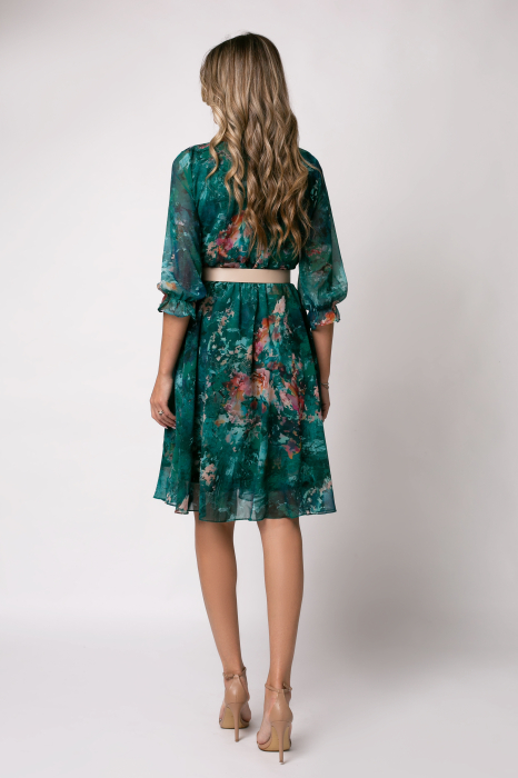 Rochie Cora verde elegantă cu imprimeu floral [6]