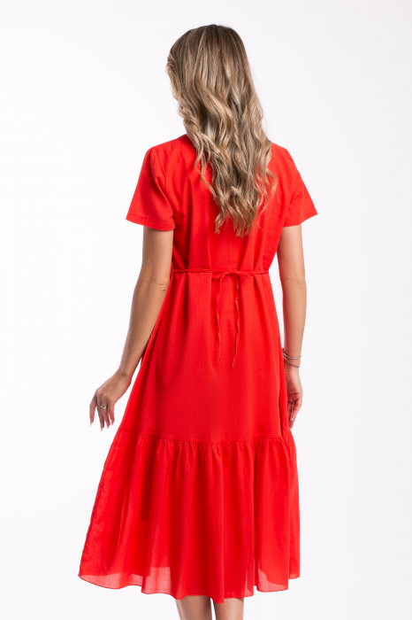 Rochie corai din bumbac cu flori brodate [3]