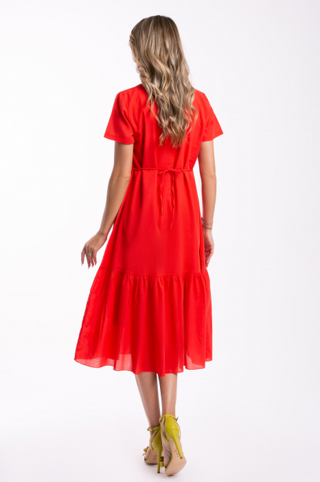 Rochie corai din bumbac cu flori brodate [5]