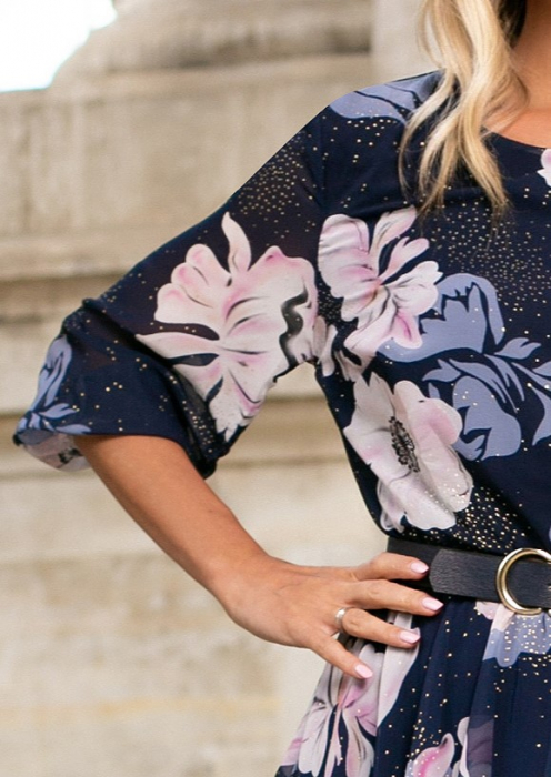 Rochie Corina bleumarin cu imprimeu floral [5]