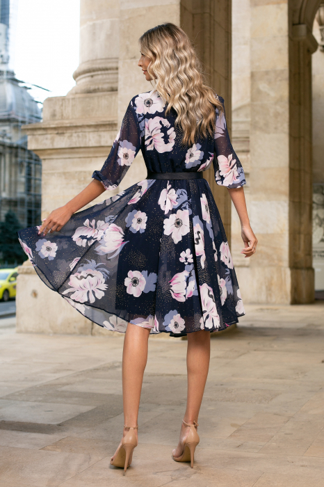 Rochie Corina bleumarin cu imprimeu floral [3]