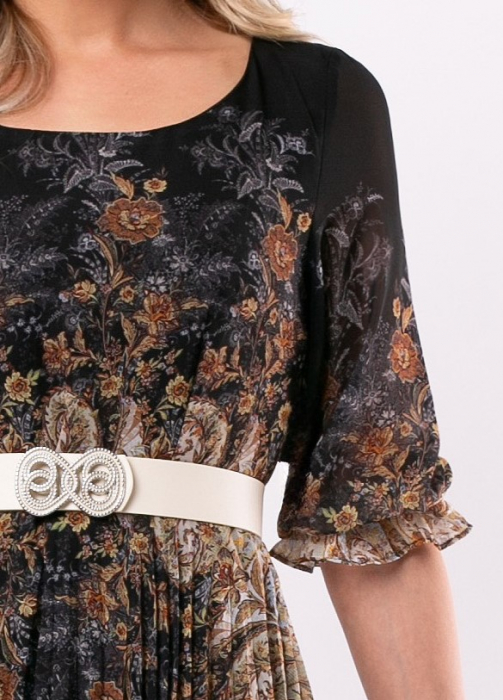 Rochie cu imprimeu floral și pliuri pe fustă [7]