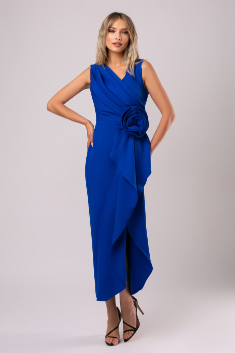 Rochie de ocazie albastră cu floare mare în talie [2]