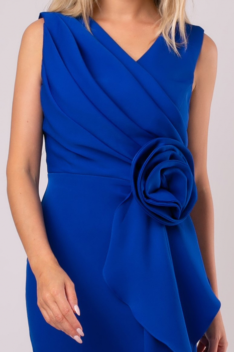 Rochie de ocazie albastră cu floare mare în talie [4]
