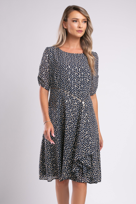 Rochie de ocazie bleumarin mărime mare cu accesoriu in talie [6]