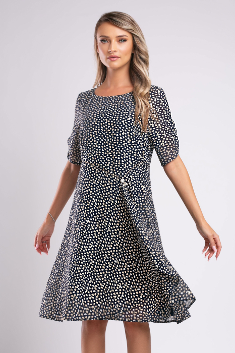 Rochie de ocazie bleumarin mărime mare cu accesoriu in talie [1]