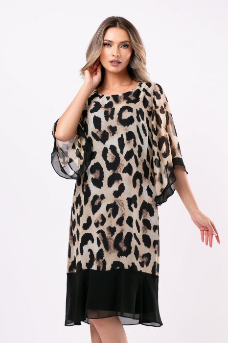 Rochie de ocazie mărime mare cu imprimeu animal print [5]