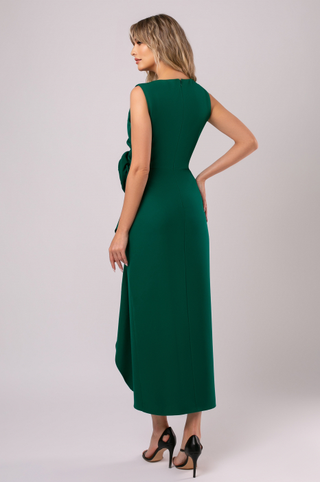 Rochie de ocazie verde cu floare mare în talie [3]
